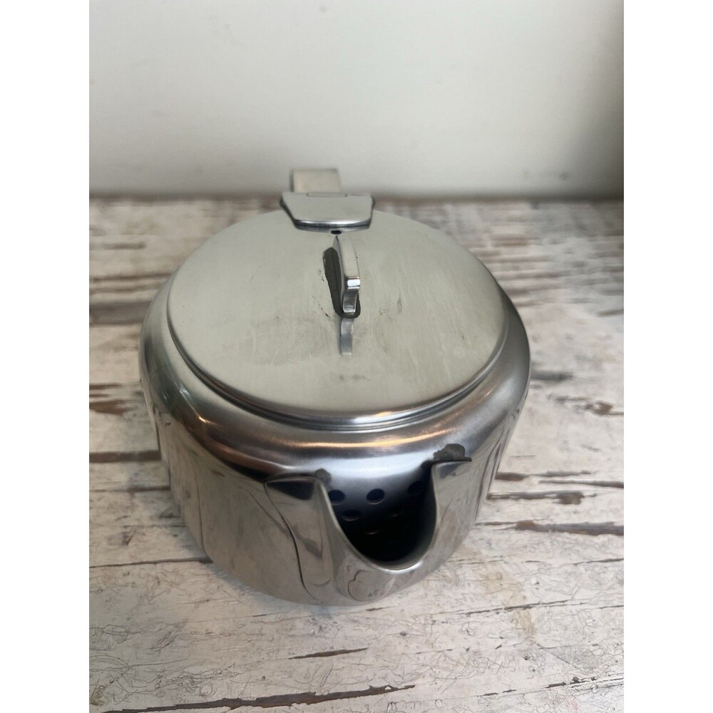 Rare Vintage MCM Old Hall Stainless Steal Teapot 3/4pt Modern Art Deco Retro - Picture 7 of 9